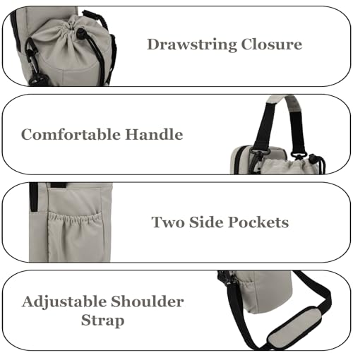 Water Bottle Holder with Strap, 32/40oz Insulation Water Bottle Carrier Bag with Phone Pocket, Water Bottle Sling Bag Crossbody Water Bottle Holder for Hiking Walking - color: Grey