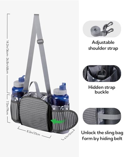 WATERFLY Fanny Pack Waist Bag: Fannie Pack 2 Water Bottle Holders Lumbar Belt Hiking Walking Running Jogging Camping Large Woman Man (Bottle Not Included) - color: Camouflage Black