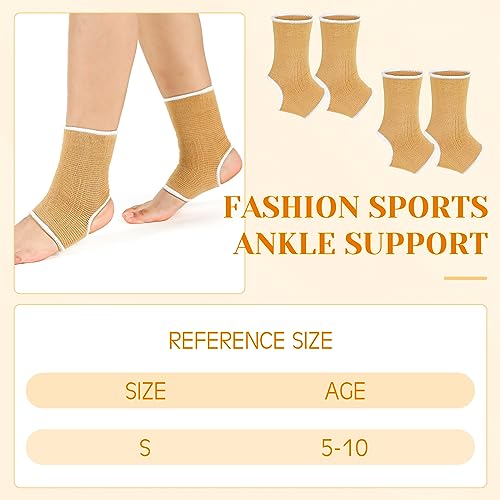Haysandy 4 Pcs Kids Ankle Brace Support, Beige, 5-10 Years - color: Beige, size: 5-10 Years