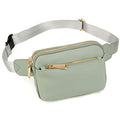 UTO Fanny Pack Crossbody Belt Purse Chest Waist Hip Travel Hiking Bumbag - color: 0759 PU Leather Light Green