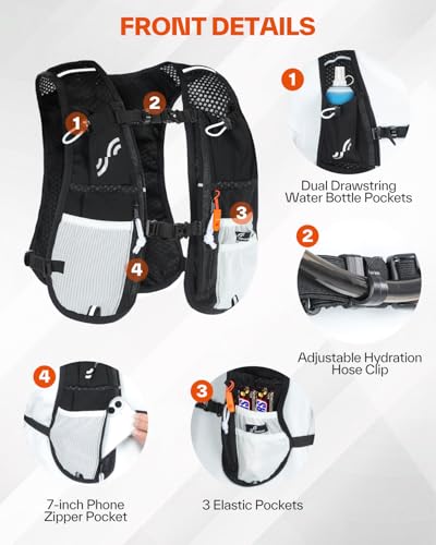 Sportneer Hydration Backpack: Running Vest with 1.5L Water Bladder & Reflective Strips - Lightweight Hydration Vest Backpack for Running Hiking Biking Cycling for Women Men