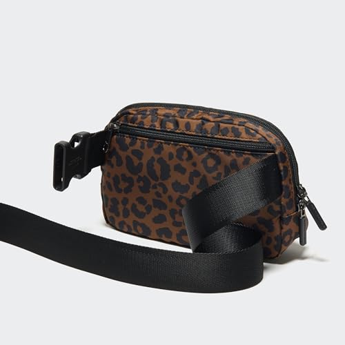 Pander Nylon Fanny Pack for Women, Two-Way Zipper Crossbody Bag - color: Midnight Leopard