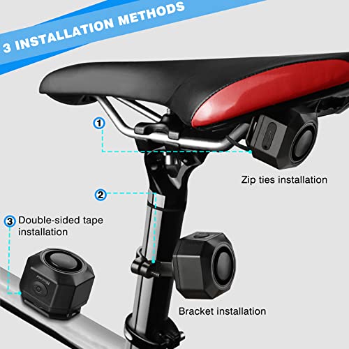 WSDCAM USB Rechargeable Bike Alarm with Remote, 110dB Loud Wireless Anti Theft Vibration Motion Sensor Vehicle Security Alarm System Waterproof Bicycle Trailer Motorcycle Alarm