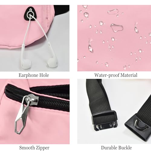 Fanny Pack for Women Men,Crossbody Water Resistant Sports Waist Bag Pack - color: 1pack-pink