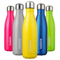 BJPKPK 17 oz Insulated Water Bottle, Stainless Steel Flask, Leak Proof - color: A-Goldenrod, size: 17 Ounces