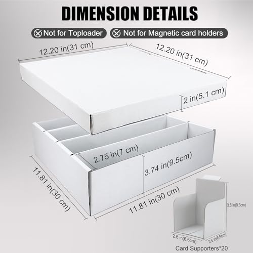 4 Row Trading Card Storage Box, 5 Pack 3200 Count Supporters&Divider white - size: 5 piece 12in for Standard