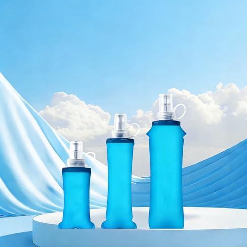 3-Pack Soft TPU Water Flask 500ML, Shrink As You Drink Bottle for Hydration Pack, Folding Sports Water Bottle Ideal for Running, Hiking, Cycling, Climbing