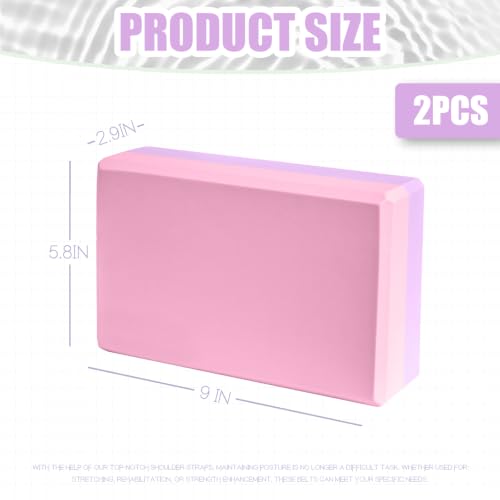 Septo 2 Pcs Yoga Blocks, 9x6x3 Inch Foam Blocks for Pilates - color: Purple-Pink