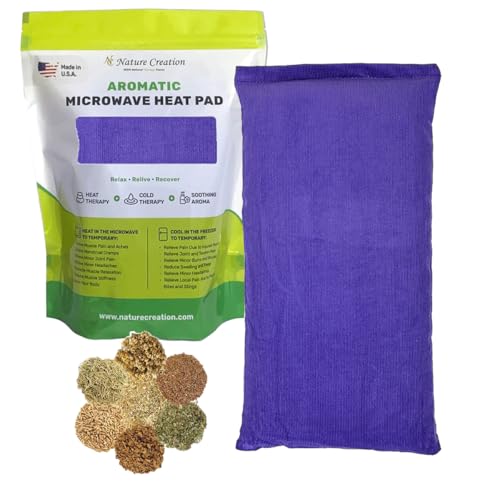 Nature Creation Microwaveable Herbal Heating Pad - Microwave Heating Pad for Neck and Shoulders, Cold & Hot Pack, Heat Pack Warming Pad, Microwavable Heating Pads - Pack of 1 (Purple Corduroy) - style: Purple Corduroy