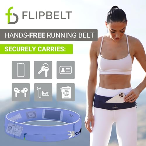 FlipBelt Zipper Running Belt, Waist Pack for Fitness and Running, US Company - color: Periwinkle, size: X-Small