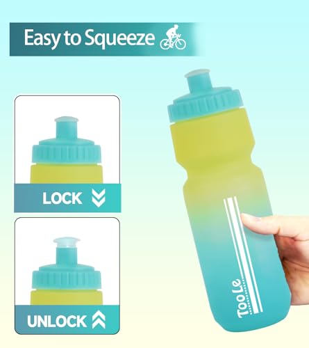 24oz Bike Water Bottle, Cycling Squeeze Water Bottle Leakproof BPA Free - color: A-Yellow