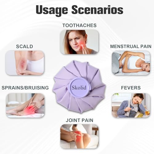 Ice Packs for Injuries Reusable, 3 Sizes, Purple - color: Purple