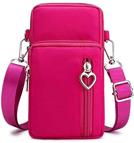 Women Small Crossbody Bag Cell Phone Purse Shoulder Pouch Armband Wallet Case Handbag for iPhone Samsung Google Pixel - color: Pink