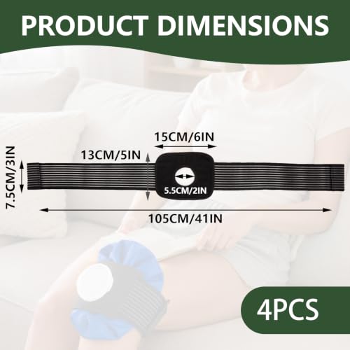 4PCS Adjustable Ice Pack Straps for Cold Therapy