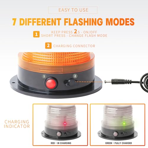 Battery Operated Amber Strobe Beacon Light w/Magnetic Base 2-Pcs - color: 2-Pcs Amber
