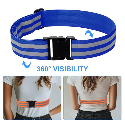 PATIKIL Adjustable Reflective Running Belt, Glow Pt Belt Sash for Cycling Walking - color: Blue, size: 1.9 Inch