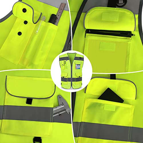 TCCFCCT High Visibility Vest 9 Pockets Reflective for Safety, Yellow S - color: Yellow Fabric-bison 001, size: Small