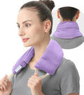 Neck Heating Pad Microwavable with Machine Washable Cover Weighted Microwave Heating Pad Neck Wrap for Shoulder Back Pain Relief, Warm Rice Bag Pack for Cramps Hot Cold Therapy 1.5lbs Lavender Scented - color: Purple