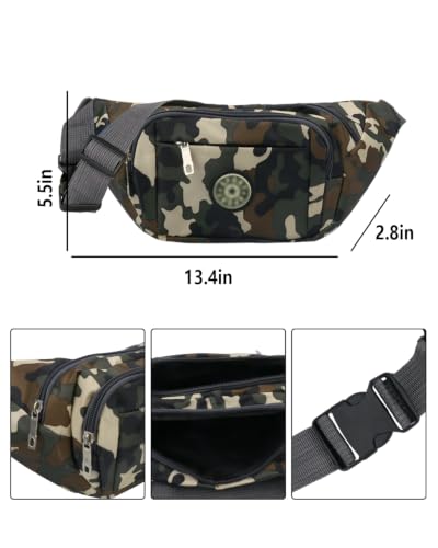AIBEARTY Fashion Fanny Pack Small Checkered Waist Pack Belt Waist Bag Pack Pouch with Adjustable Strap for Sport Running,Camping,Trip - color: Camouflage 04