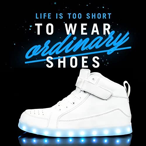 IGxx LED Light Up Shoes for Kids Boys Girls Sparkly Sneakers - color: White, size: 10 Toddler