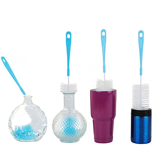 ALINK 17 inch Extra Long Bottle Cleaning Brush Cleaner for Washing Narrow Neck Beer/Wine/Thermos, Brewing Bottles, Hummingbird Feeder - color: Blue