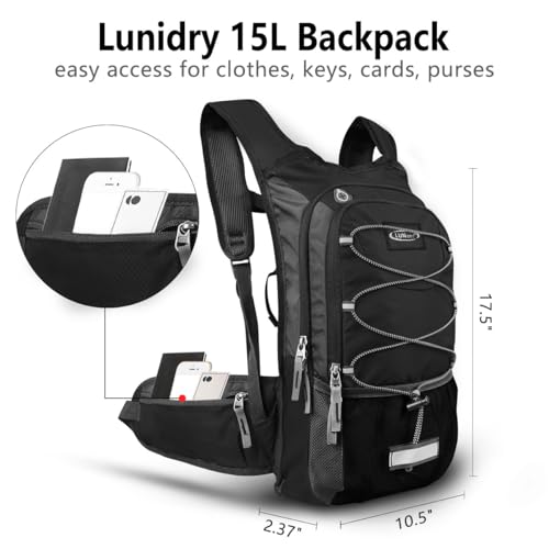 Hydration Backpack with 3L Water Bladder, Small Hydration Pack Backpack for Men Women, Lightweight Water Backpack with Cooler Layer for Running, Biking, Hiking - color: Black