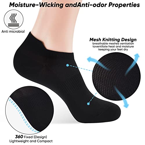 ATBITER Ankle Socks Women&Men 6-12Pairs Thin Low Cut No Show Socks With Tab - color: 12 Pairs Black, size: 7-9