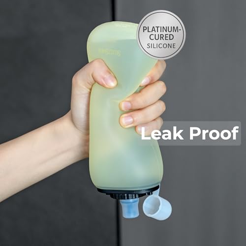 Handheld Running Water Bottle, Collapsible Silicone Foldable 350mL - color: Translucent Yellow