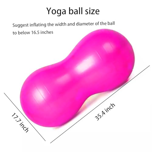 Yoga Ball, Exercise Pilates Peanut Ball, Fitness Balance Balls with Inflation Pump, Muscle Training,Birthing, Used in Hotels, Home, Yoga Studios/Pink