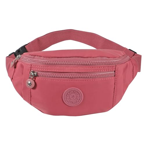 Large Crossbody Fanny Pack with 3-Zipper Pockets,Gifts for Enjoy Sports Festival Workout Traveling Running Casual Hands-Free Wallets Waist Pack Phone Bag Fits All Phones (Pink) - color: Pink