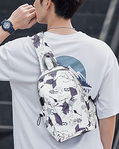 Small Tactical Sling Bag Crossbody Backpack Shoulder Bag for Men Women, Daypack Anti-Theft Cross Body Motorcycle Chest Bags, One Strap Backpack for Walking Biking Travel Cycling Leaf White - color: Beige