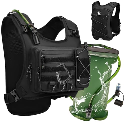 Running Vest with 2L Leakproof Water Bladder, Chest Pack for Hunting with Insulated Compartment for Men & Women Running, Cycling, Camping, Hiking, Skiing