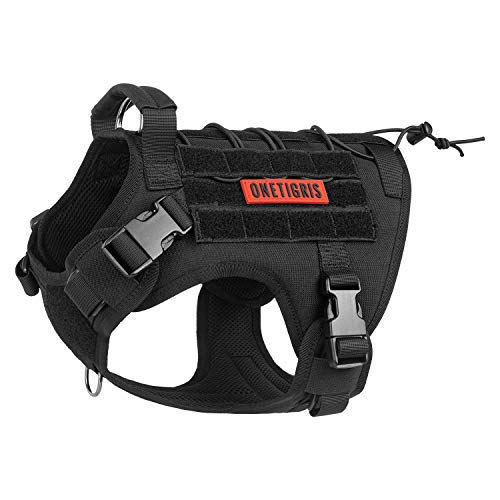 OneTigris Tactical Dog Harness with Handle No-Pull Adjustable for Small Dog - color: Black, size: XX-Small