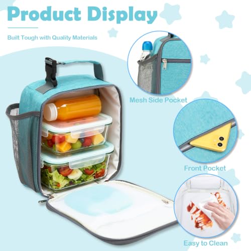 FlowFly Kids Lunch box Insulated Soft Bag Mini Cooler Back to School Thermal Meal Tote Kit for Girls, Boys, Sea Blue - color: Sea Blue