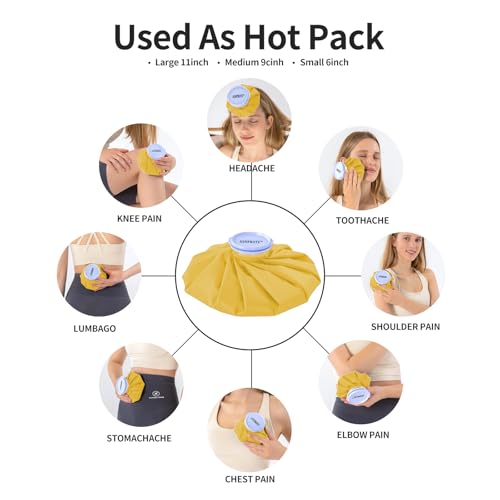 Ice Bags Ice Packs for Injuries,Reusable Ice Bags refillable Ice Pack Hot Water Bottle Hot Water Bag for Knee Head Hand Face Pain Relief,Hot Cold Compress,2Packs(9”&11”) Yellow - size: 9" & 11", style: Yellow