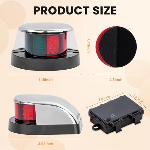 Battery Powered Navigation Light for Boat, Remote Control LED Marine Light with Dimmable & Timer Function, Waterproof Safety Light for Kayak Canoe Jon Bass Boat
