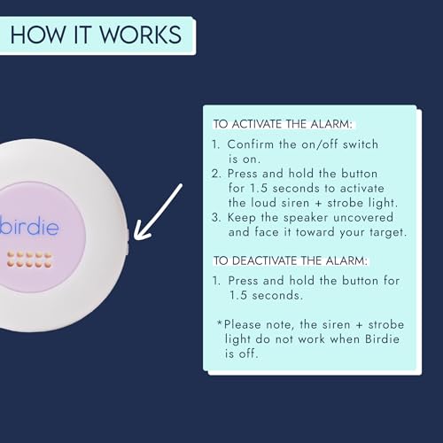 She's Birdie - The Original Personal Safety Alarm Disc for Bikes, Hikes, and Late Nights - Loud Siren, LED Light for Extra Visibility, Rechargeable, Handsfree, Lightweight, Water Resistant (Lavender) - color: Lavender