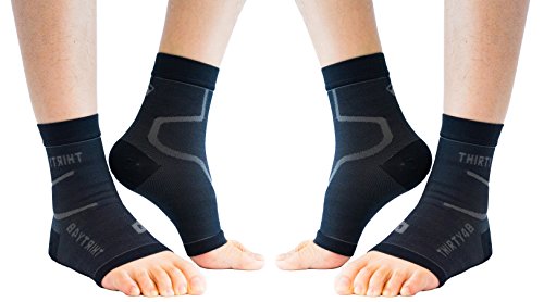 Thirty48 Plantar Fasciitis 20-30 mmHg Ankle Compression Socks, Foot Brace - color: Black & Black (2 Pairs), size: X-Large