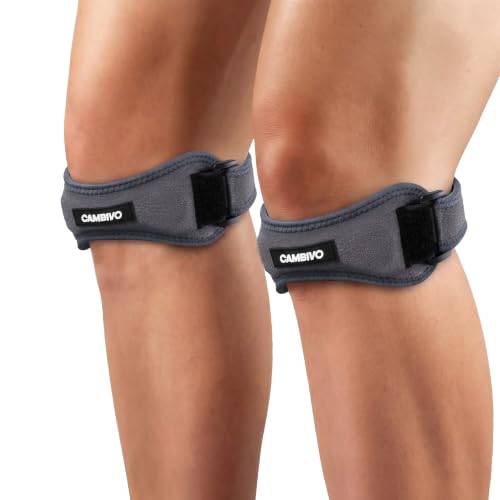 CAMBIVO 2 Pack Patella Tendon Knee Straps, Knee Brace for Women & Men with Extra Straps, Patella Bands for Pain Relief, Osgood Schlatter, Jumper’s Knee, Tendonitis, Running, Basketball, Volleyball - color: Charcoal Gray