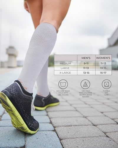 Pembrook 3 Pairs Copper Compression Socks 15-20 mmHg | Graduated Support - color: Light Gray/Blue/Rose - 3 Pairs, size: X-Large