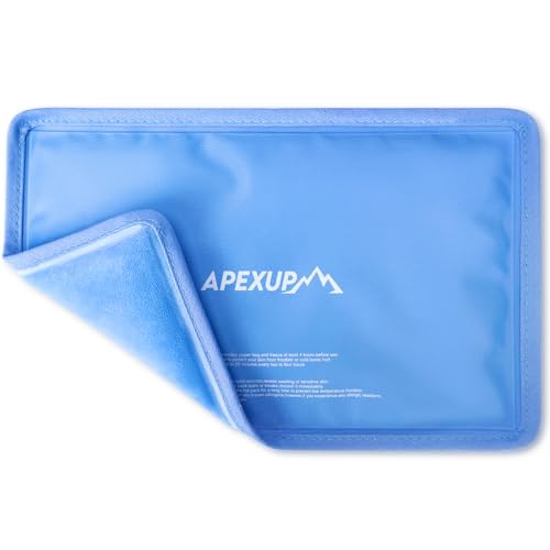APEXUP Gel Ice Packs for Injuries Reusable, Flexible Double Sided Cold Packs for Injuries, Ice Pack for Knee, Shoulder, Back, Hip, Leg, Arm (Blue, 8"x5.5", 1PK) - size: S-1PK (8"x5.5"), style: Blue