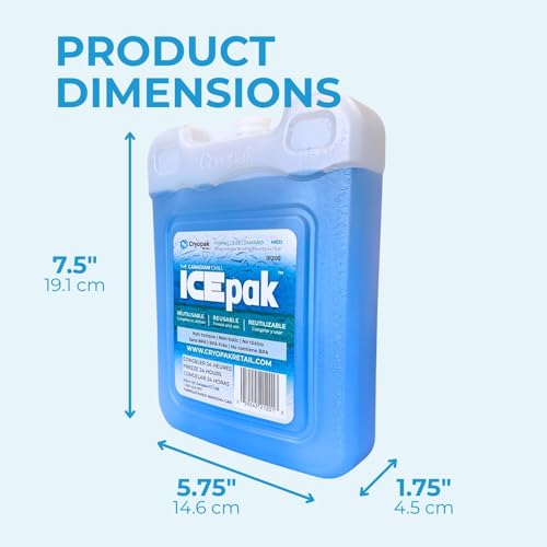 Cryopak ICEpak Hard Shell Reusable Ice Packs for Coolers and Lunch Box Use, Freezer Safe Gel Design, Professional Grade Cooling, Non-Toxic and BPA Free, Essential Travel Accessories - size: Medium (4 Pack)