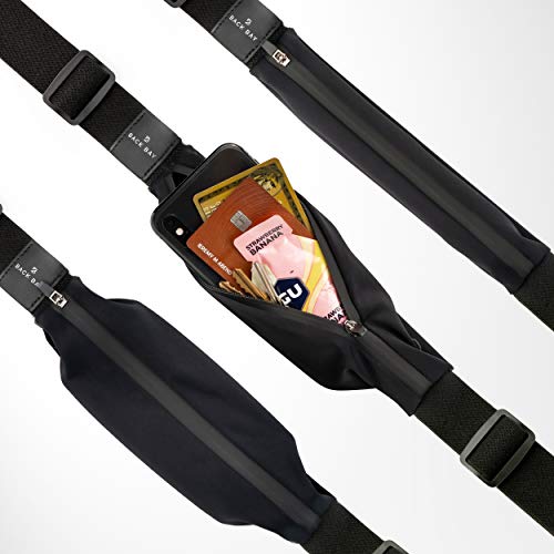 No-Bounce Slim & Secure Running Belt, Fits ALL Phones, Keys, Cards, Gels - color: 2. Black