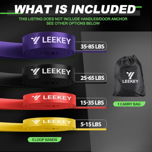 LEEKEY Resistance Bands Set for Pull Up Assistance & Exercise - color: Yellow Multicolor