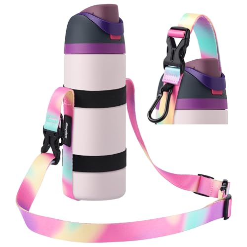 EasyAcc Water Bottle Holder Strap Sling, for Owala FreeSip 24 32 40 oz, Hydro Flask, Cirkul, Yeti, Stanley Flip, Universal Water Bottles, with Carabiner, for Walking Curise Travel (Bottle Excluded) - color: Rainbow