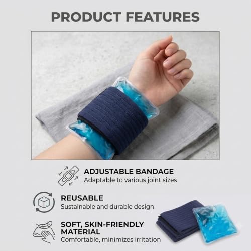 6 Pack Ice Pack Extension Straps - 35"x3" Elastic Wrap for Hot & Cold Packs - color: Blue