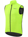 qualidyne Men's Windproof Cycling Vest, Full-Zip, 3 Rear Pockets - color: Yellow, size: Medium