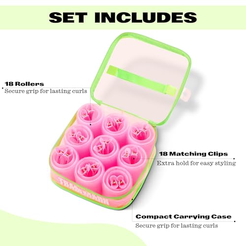 Trademark Beauty Small and Medium Self-Grip Hair Rollers Set – 37-Piece Kit with Rollers, Clips & Travel Case for Lasting Volume, Bombshell Blowouts & Bouncy Hair, Ideal for Short Hair Lengths – Pink - size: Small