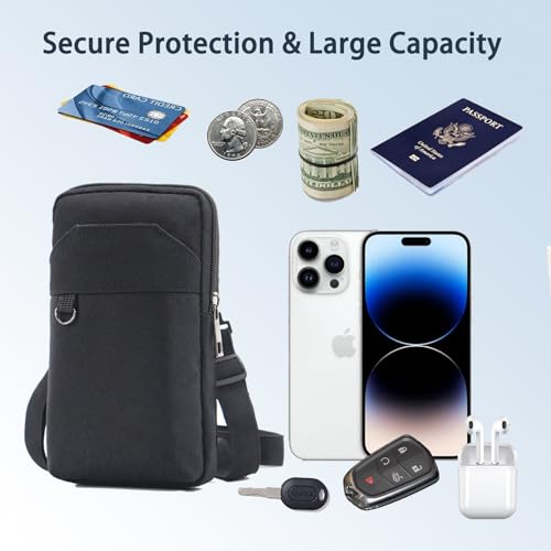 Travel Cell Phone Pouch Belt Pouch, Phone Holster Crossbody Bag with Shoulder Strap for iPhone Case Holder for Hand with Neck Lanyard Smartphone Walking Passport Wallet (Dark Grey B) - color: Dark Grey B