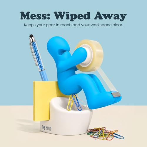 The Butt Tape Dispenser – Funny Blue Desk Accessories, Office Gag Gift - color: Blue